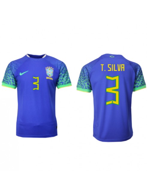 Billige Brasil Thiago Silva #3 Bortedrakt VM 2022 Kortermet